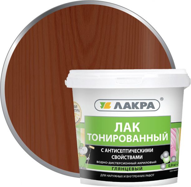 Лак в/д тонированный Лакра Махагон 0,9кг Л-С