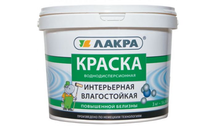 Краска интерьерная влагостойкая Лакра повыш. белизны (ведро) 3кг