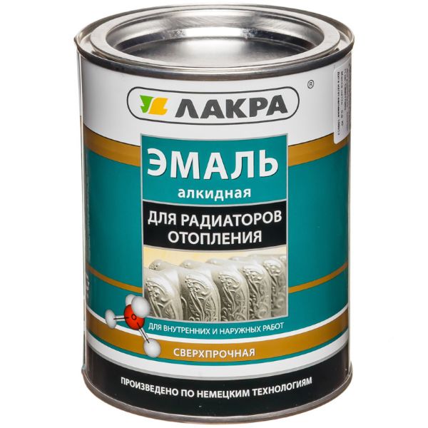 Эмаль алкидная для радиаторов Лакра Бел. п/мат. 0,9кг Л-С