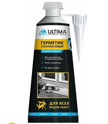 Ultima, герметик силиконовый универсальный белый, 80ml (1к.-12шт.)