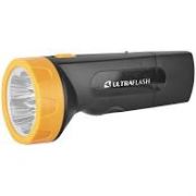 Ultraflash фонарь ручной LED3827 (акк. 4V 0.7Ah) 5св/д, черный+желт./пластик, вилка 220V