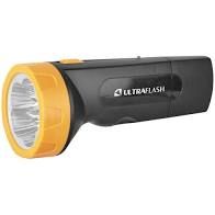 Ultraflash фонарь ручной LED3827 (акк. 4V 0.7Ah) 5св/д, черный+желт./пластик, вилка 220V